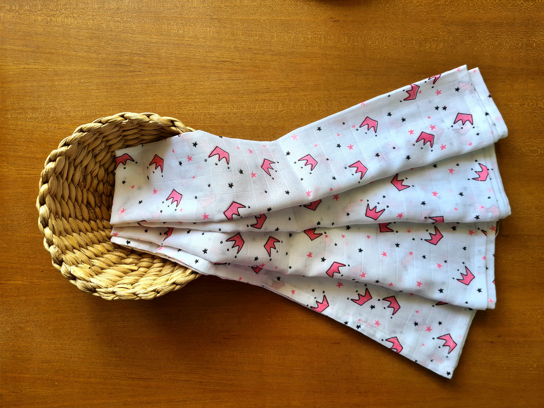 Pink Crown-Muslin Cotton Swaddle