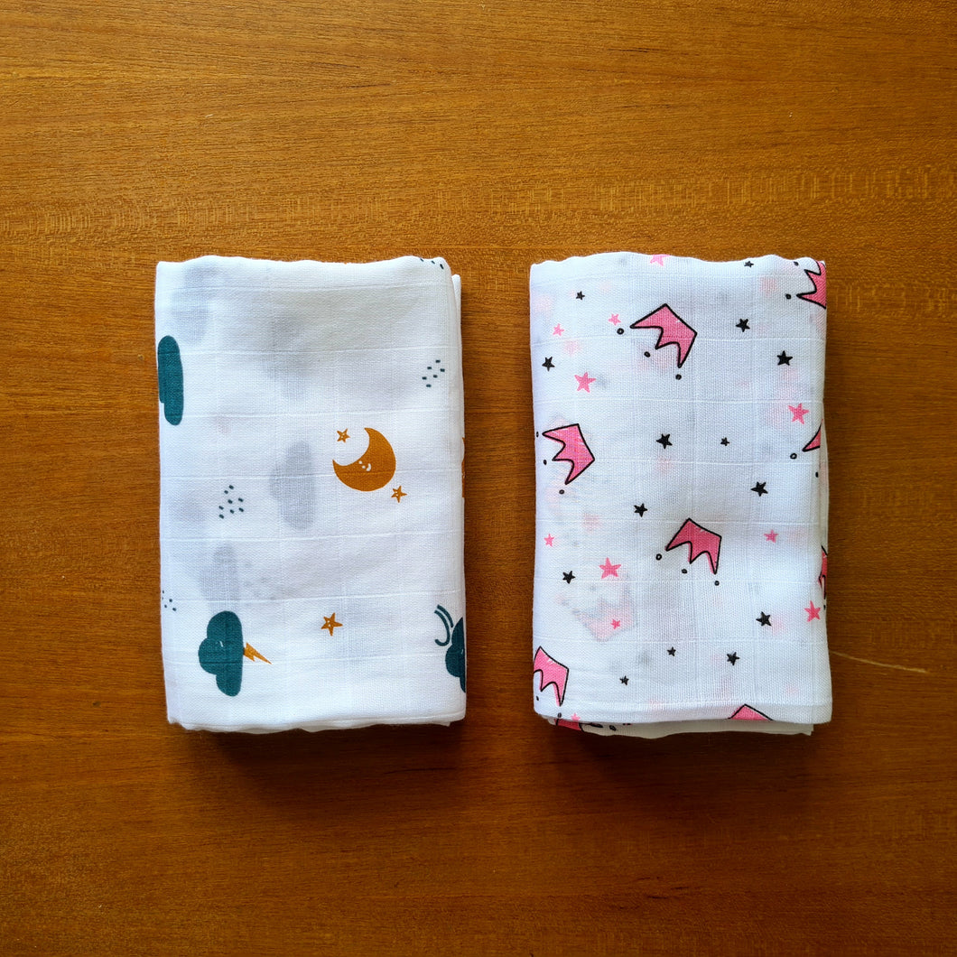 Muslin Cotton Baby Bath Towel Pack Of 2- Combo 1