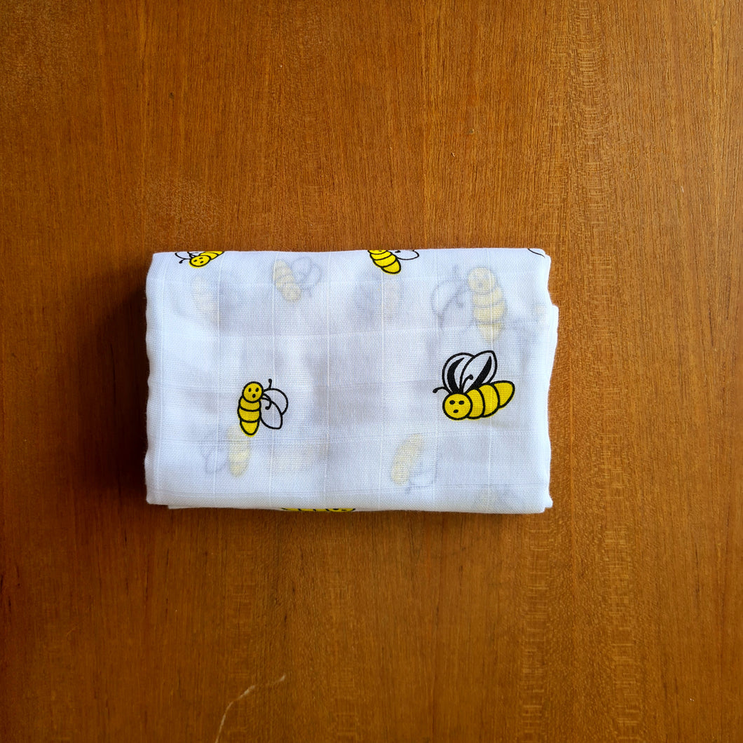 Yellow Bee-Muslin Cotton Baby Bath Towel