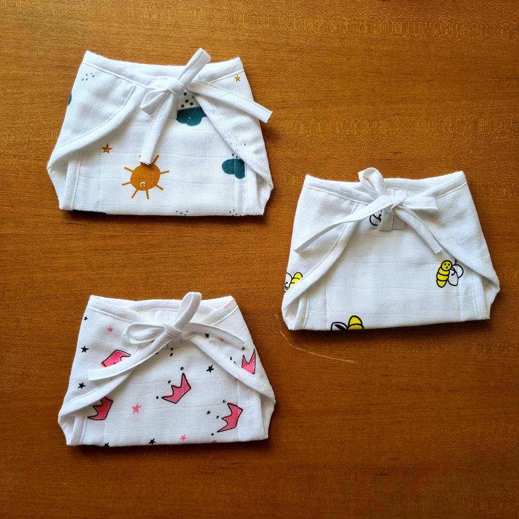 Muslin Cotton Nappy Pack of 3-Combo 1