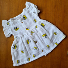 Load image into Gallery viewer, Yellow Bee-Muslin Cotton Frock
