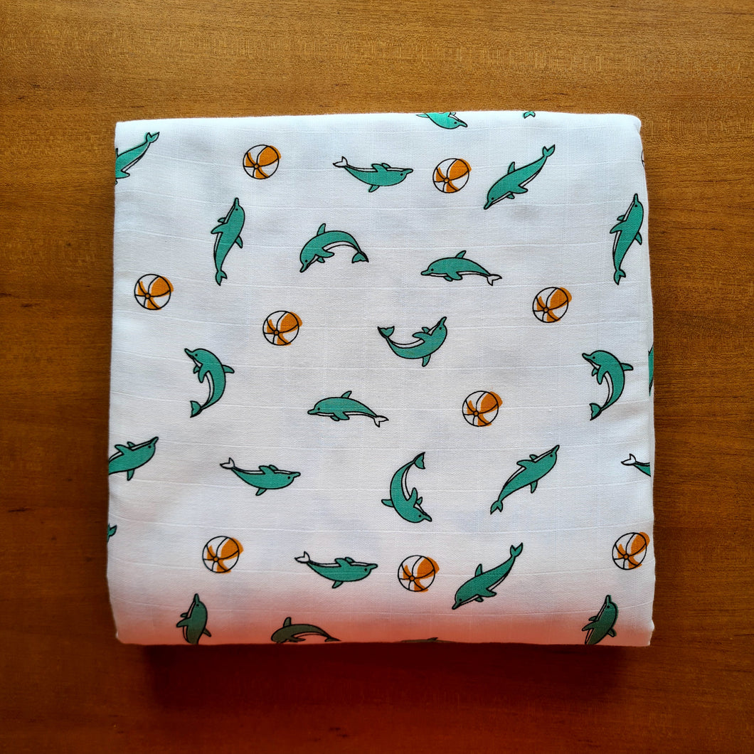 Playful Dolphin-Muslin Cotton Thottil