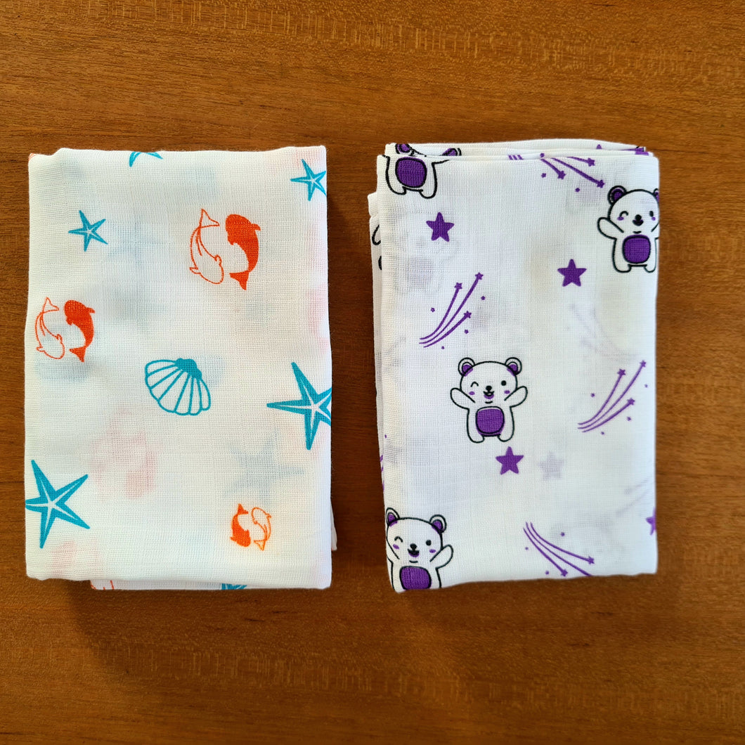 Muslin Cotton Baby Bath Towel Pack Of 2- Combo 4