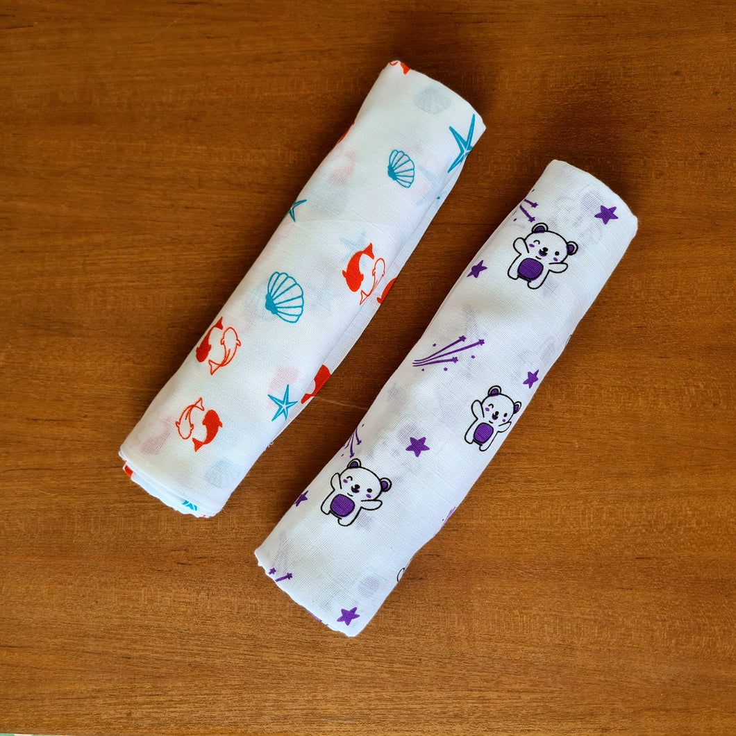 Muslin Cotton Swaddle Pack of 2- Combo 4